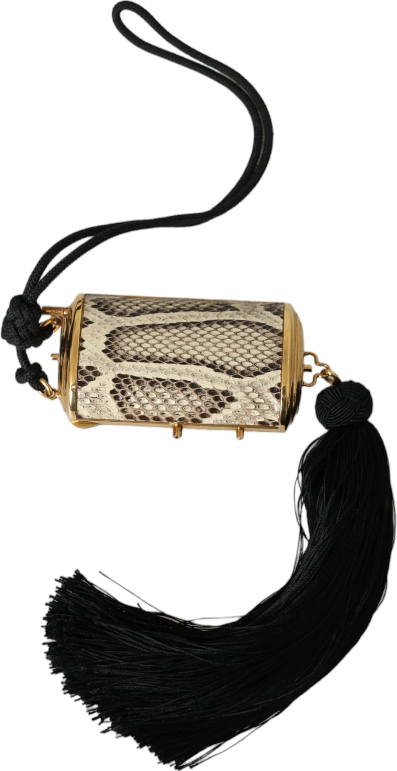 Bag Dolce & Gabbana Beige Exotic Leather Mini Mirror Tassel Make Up Holder Bag