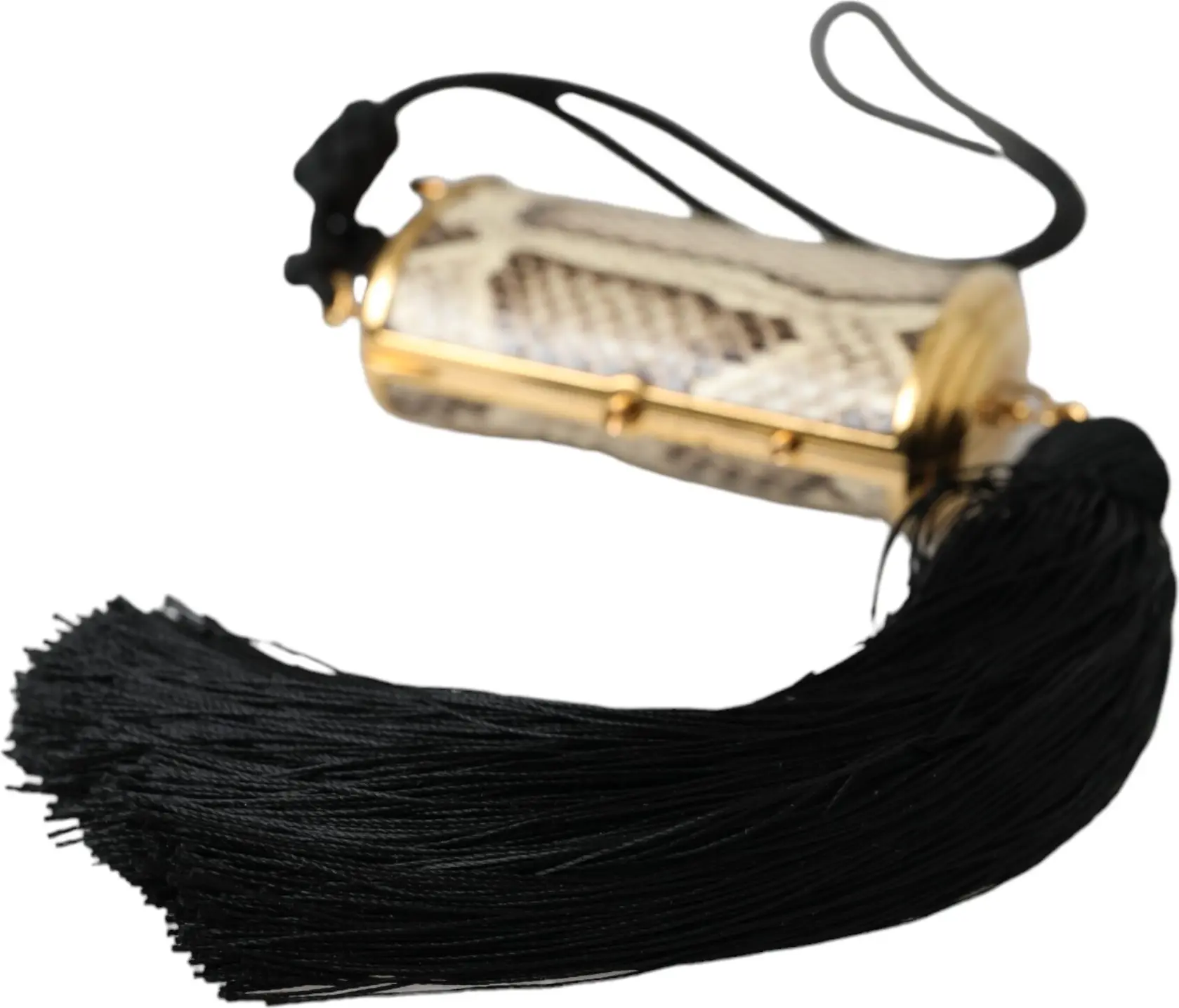 Bag Dolce & Gabbana Beige Exotic Leather Mini Mirror Tassel Make Up Holder Bag