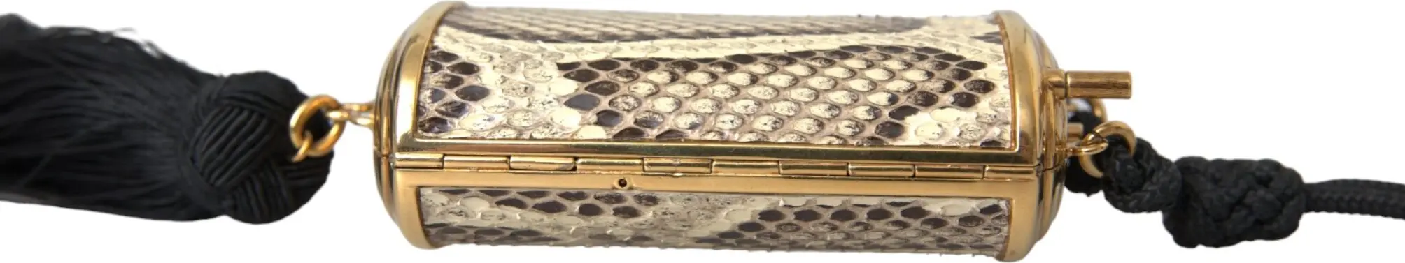 Bag Dolce & Gabbana Beige Exotic Leather Mini Mirror Tassel Make Up Holder Bag