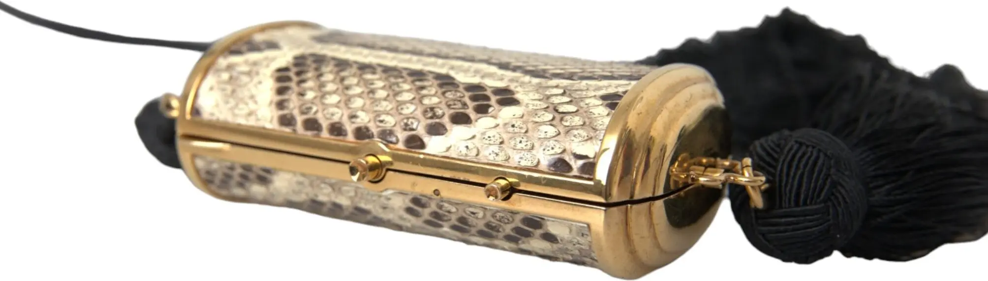 Bag Dolce & Gabbana Beige Exotic Leather Mini Mirror Tassel Make Up Holder Bag
