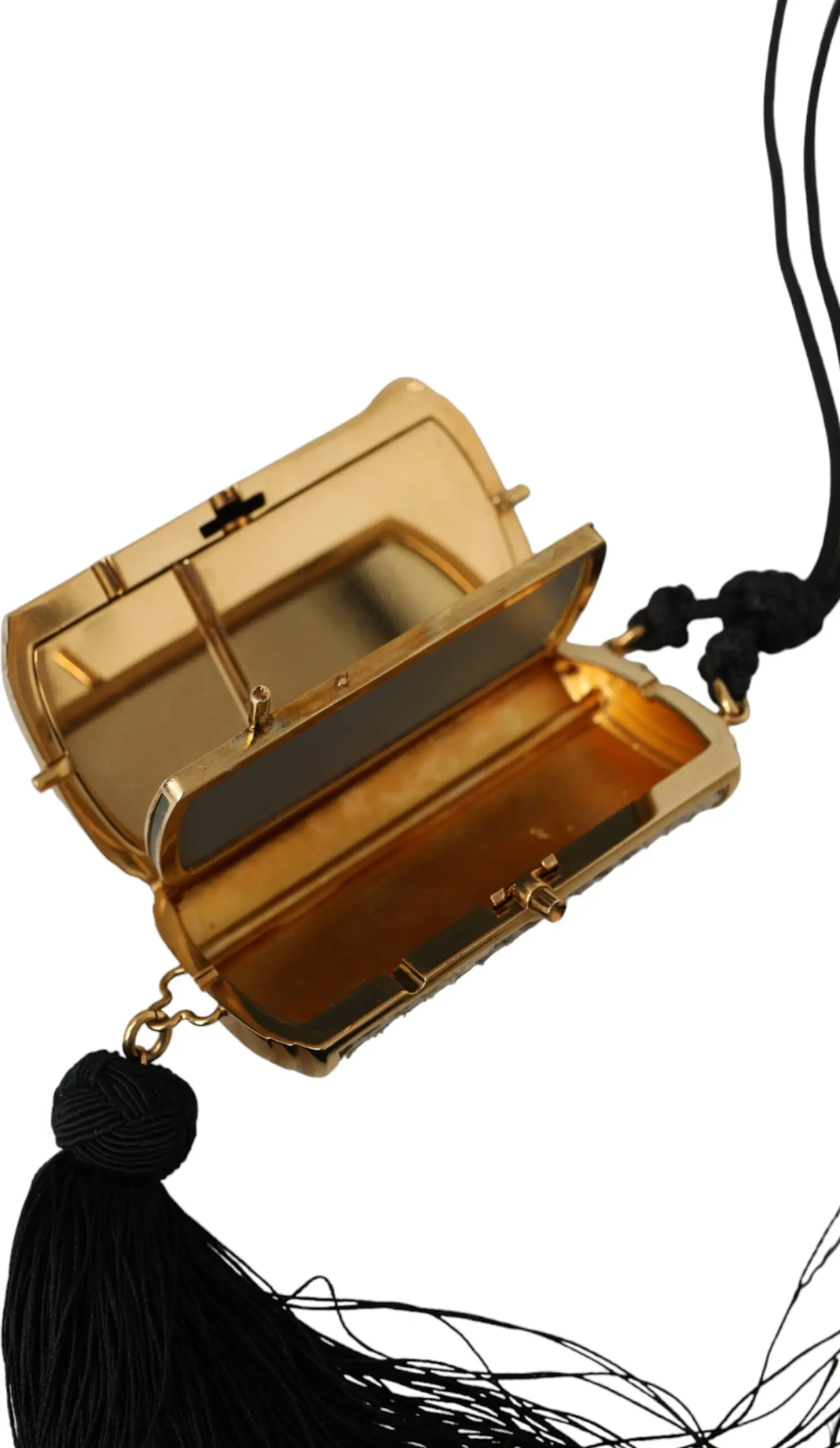 Bag Dolce & Gabbana Beige Exotic Leather Mini Mirror Tassel Make Up Holder Bag