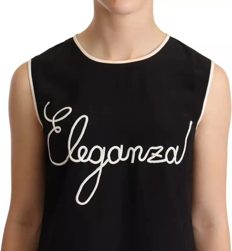 Black Silk Eleganza Print Sleeveless Tank Top Dolce & Gabbana