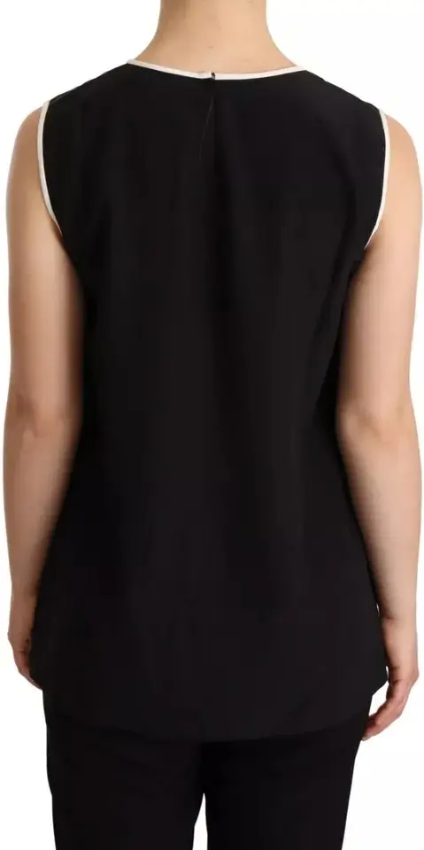 Black Silk Eleganza Print Sleeveless Tank Top Dolce & Gabbana