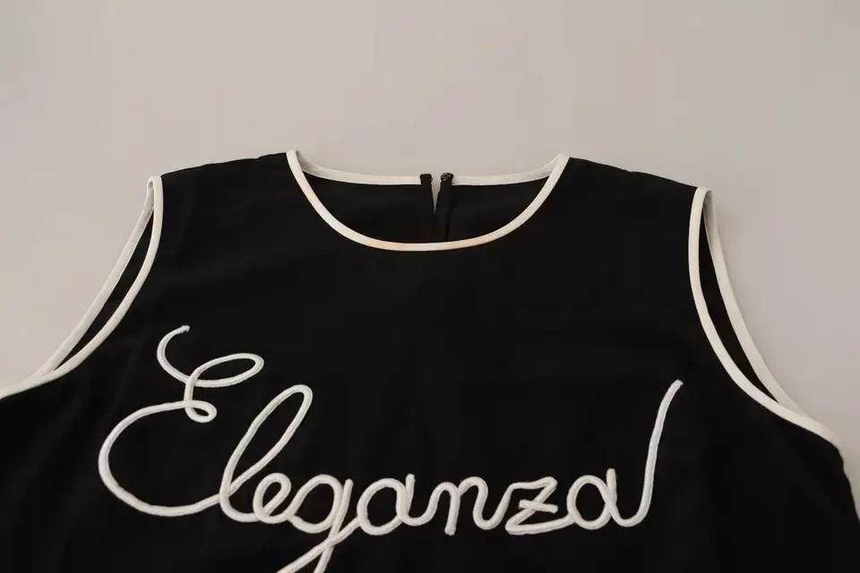 Black Silk Eleganza Print Sleeveless Tank Top Dolce & Gabbana