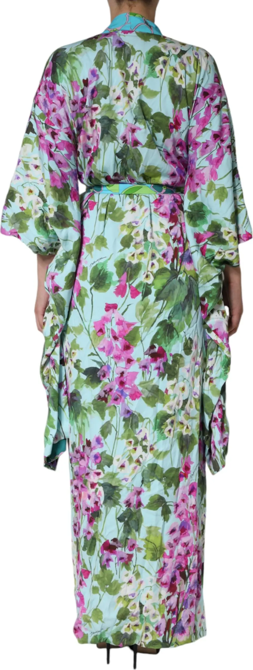 Dolce & Gabbana ko'ylagi, ko'p rangli gulli ipak cho'ziluvchan o'rashli ko'ylak