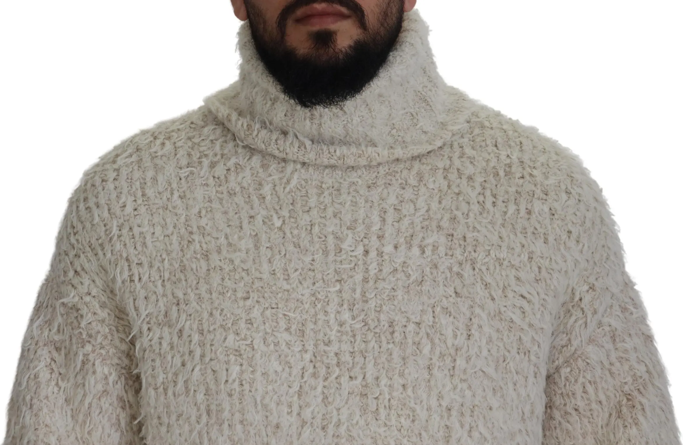 Cream Wool Knit Turtleneck Pullover Sweater Dolce & Gabbana