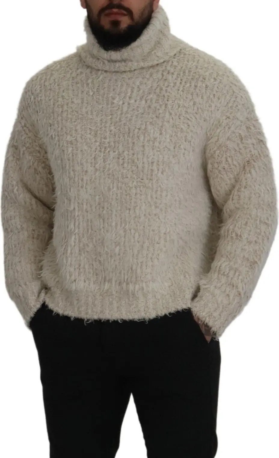 Cream Wool Knit Turtleneck Pullover Sweater Dolce & Gabbana