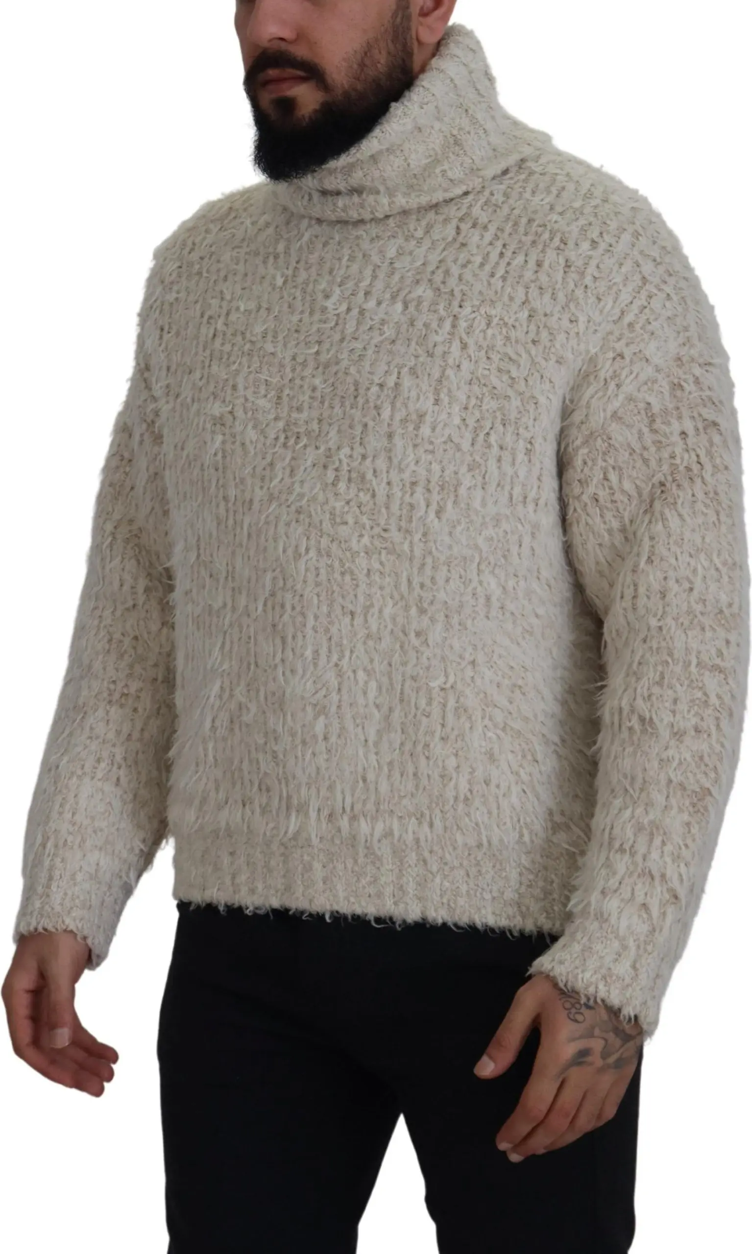 Cream Wool Knit Turtleneck Pullover Sweater Dolce & Gabbana