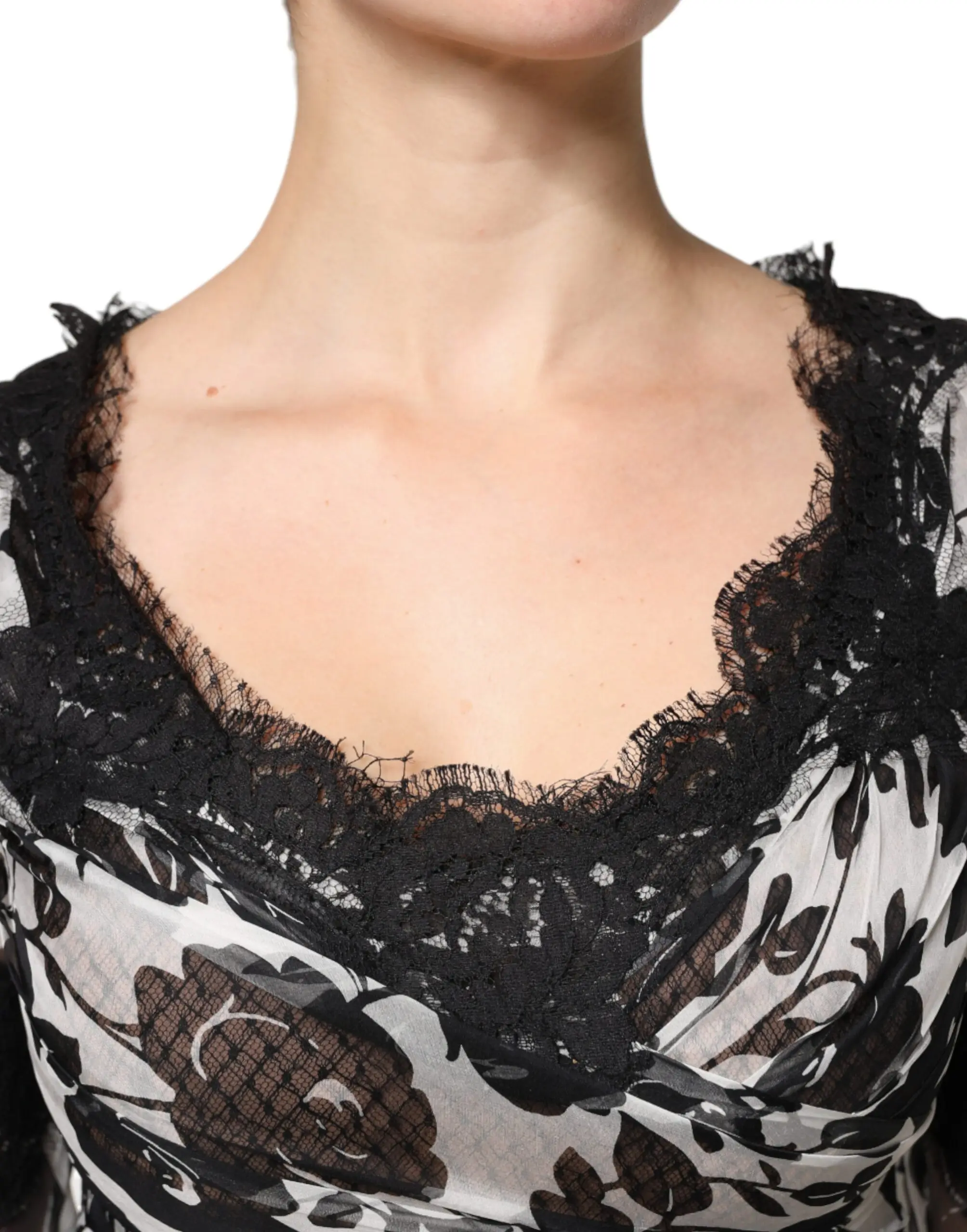 Dolce & Gabbana Черное шелковое платье макси с цветочным кружевом Ricamo