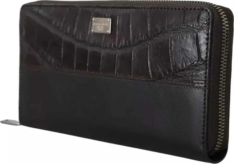 Dolce & Gabbana portreti, jigarrang ekzotik charm matodan tikilgan, zip xochrasi bo'lgan klassik klutch sumkasi