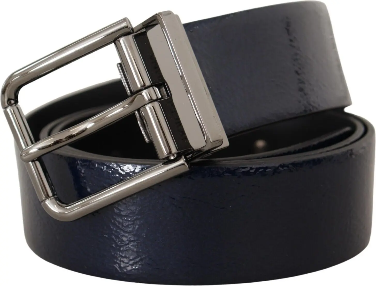 Belte Dolce & Gabbana Moviy patentli charm Vernice Silver Logotipli Ikona Kemer