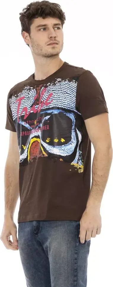 Brown Cotton Men T-Shirt