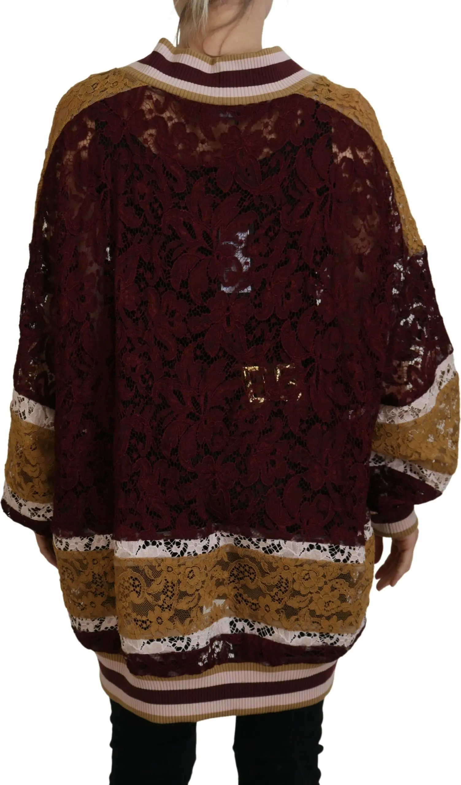 Dolce & Gabbana ko'p rangli dantelli V-bo'yinli sviter