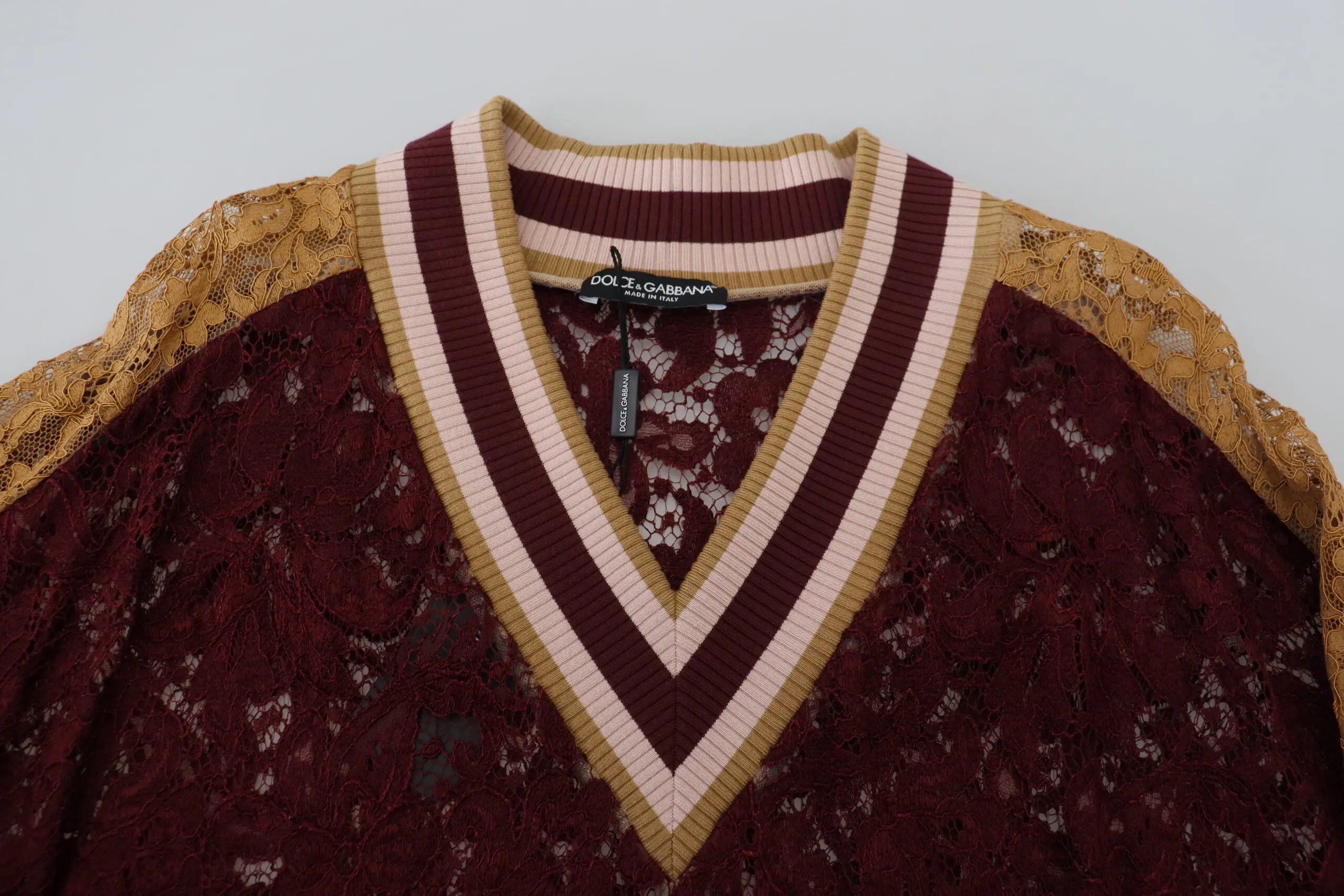 Dolce & Gabbana ko'p rangli dantelli V-bo'yinli sviter
