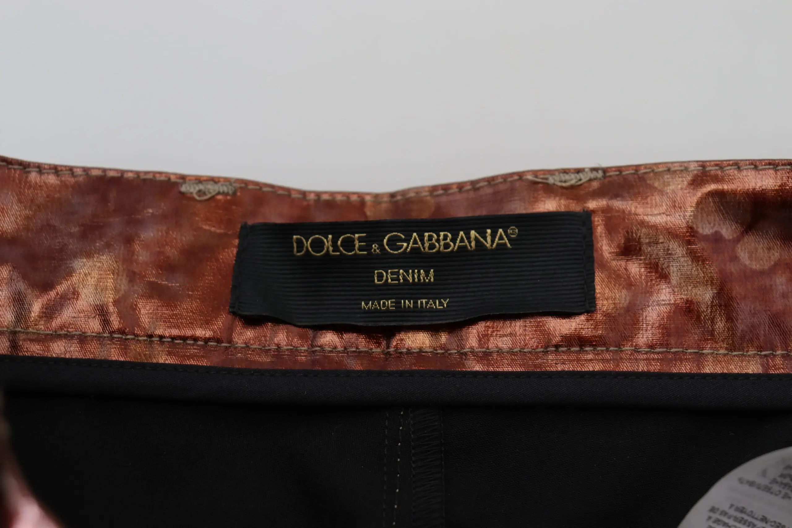 Джинсы скинни с высокой талией, металлик бронза Dolce & Gabbana
