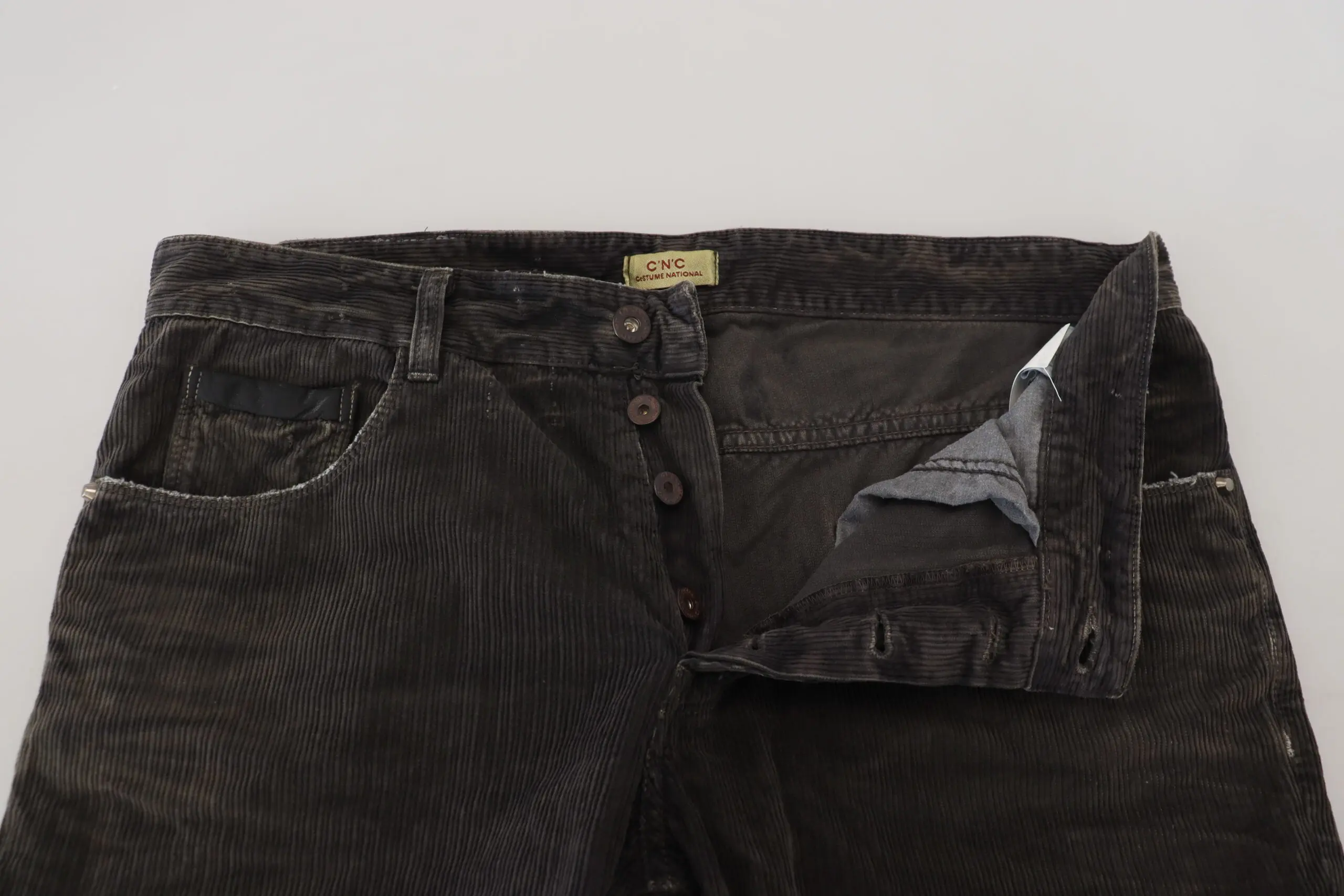 Jeans Costume National Gray Cotton Corduroy Men Casual