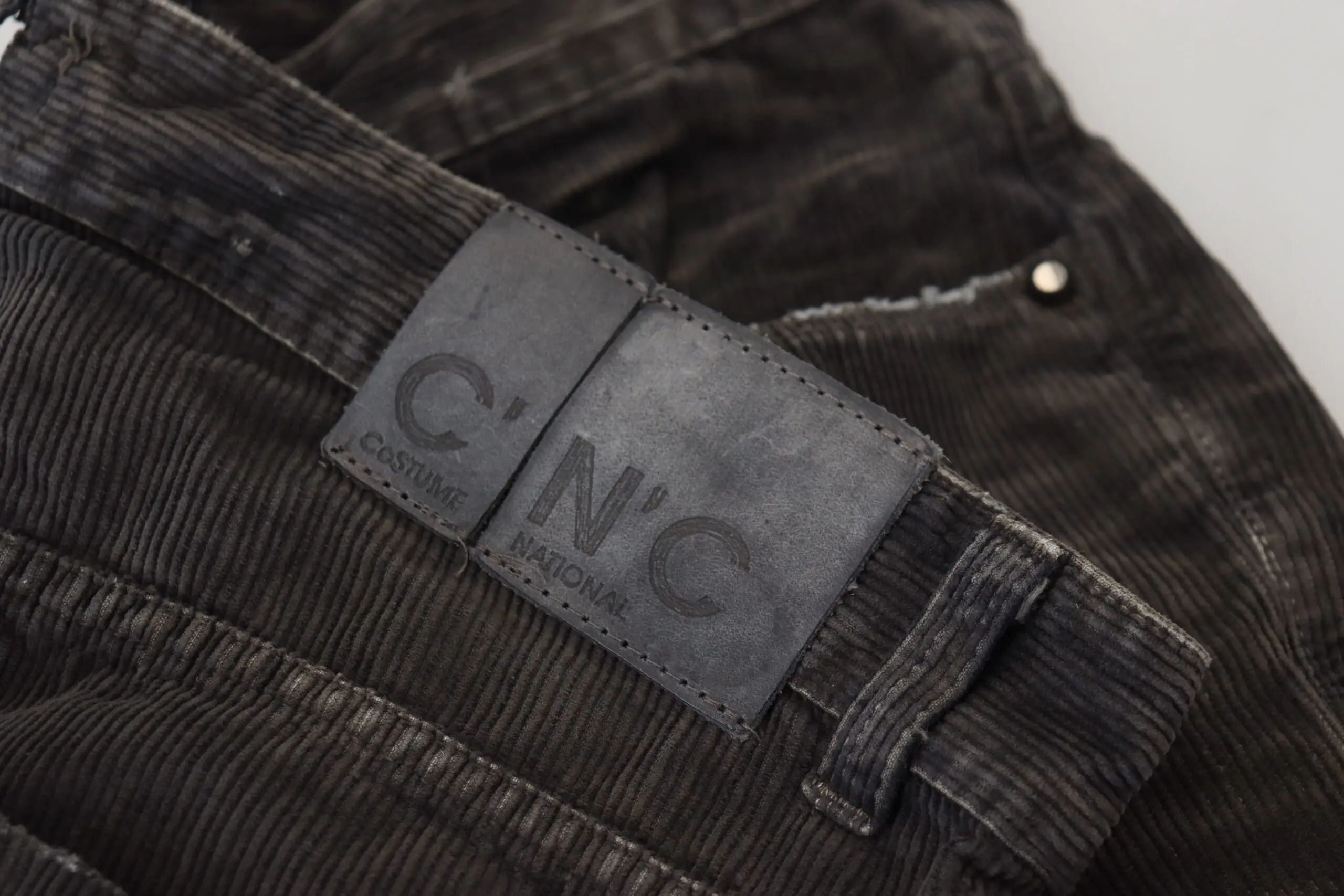 Jeans Costume National Gray Cotton Corduroy Men Casual