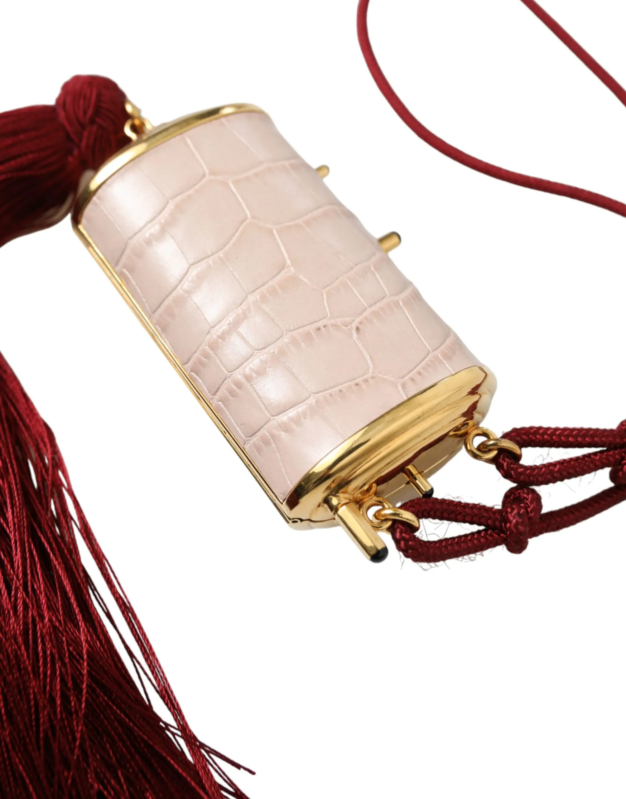 Bag Dolce & Gabbana Pink Exotic Leather Mini Mirror Tassel Makeup Bag