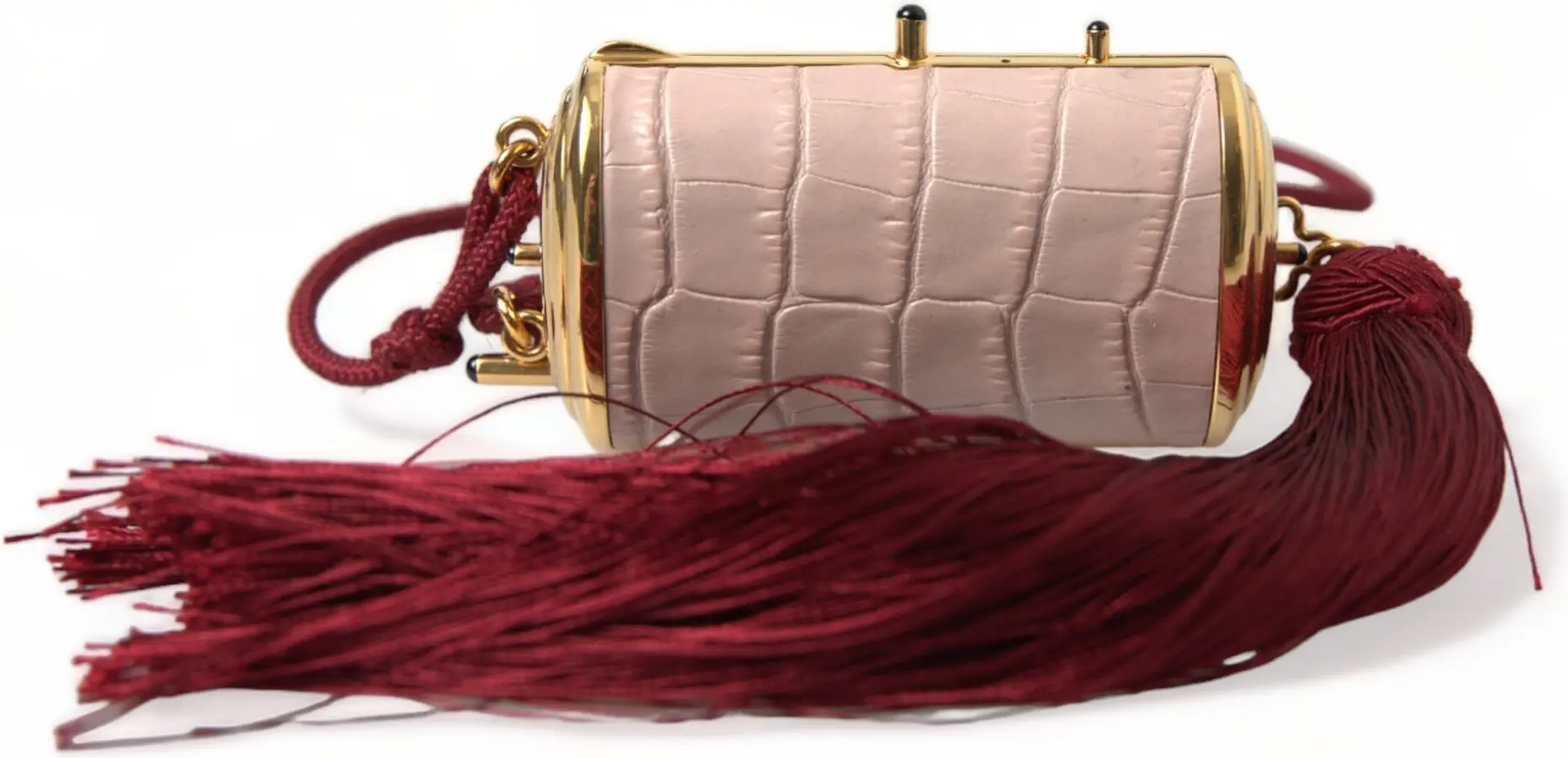 Bag Dolce & Gabbana Pink Exotic Leather Mini Mirror Tassel Makeup Bag