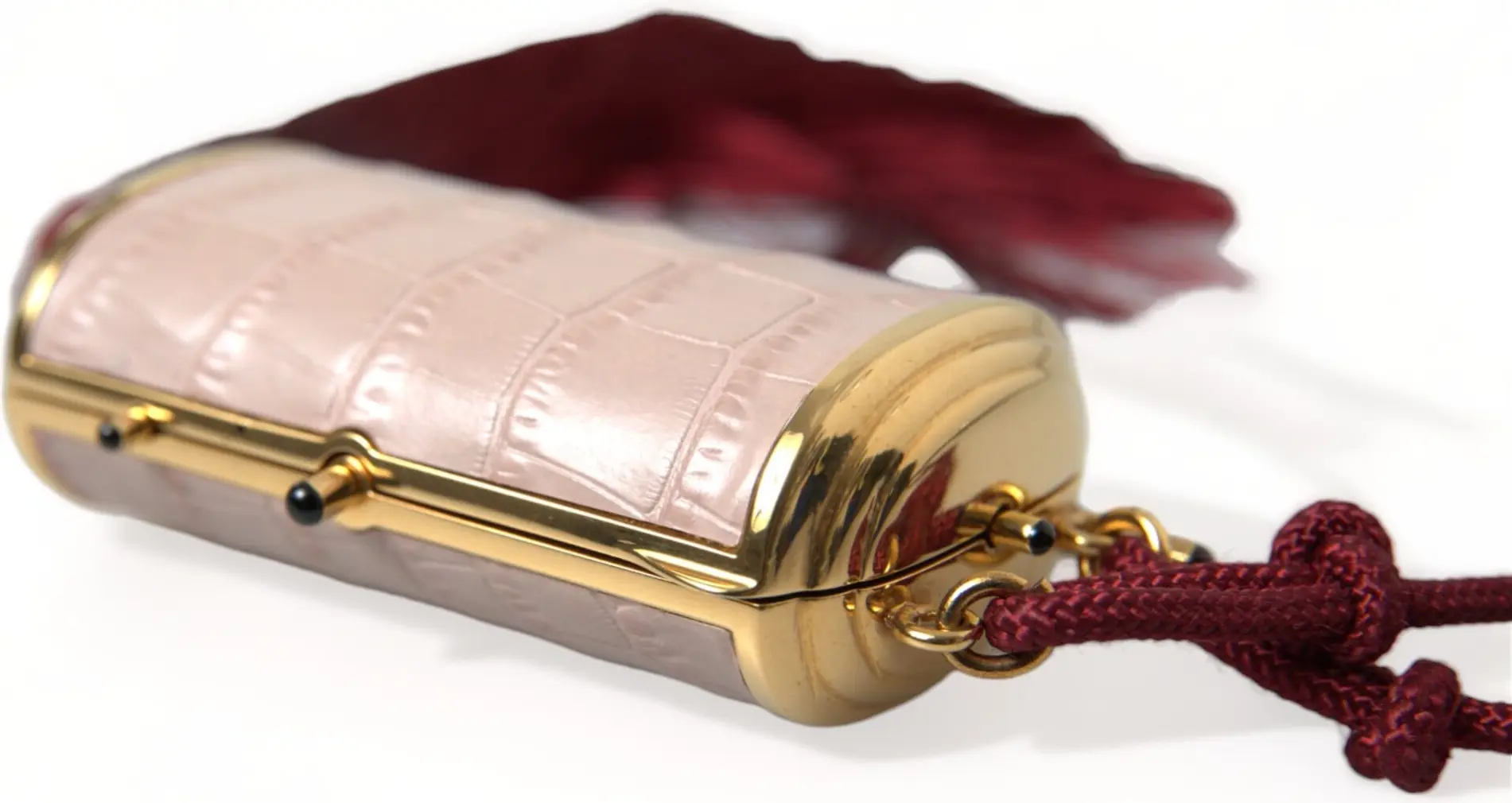 Bag Dolce & Gabbana Pink Exotic Leather Mini Mirror Tassel Makeup Bag