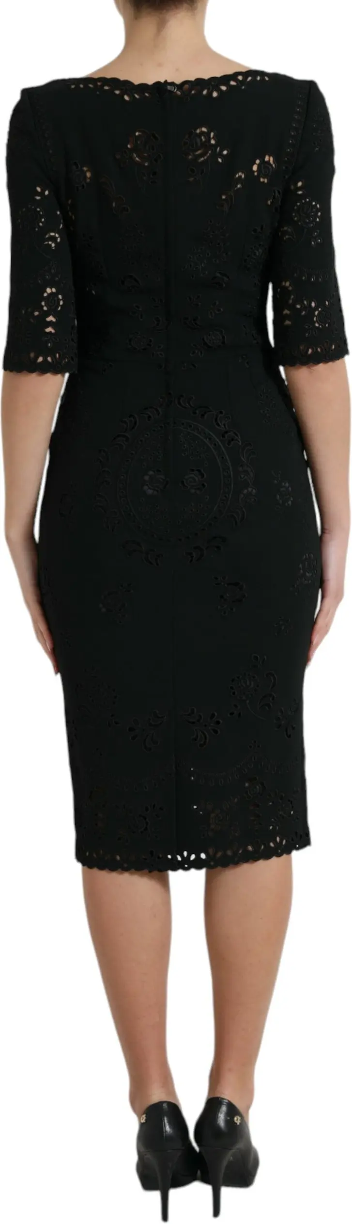 Dolce & Gabbana'dan qora gulli dantelli viskoza jismli midi ko'ylak