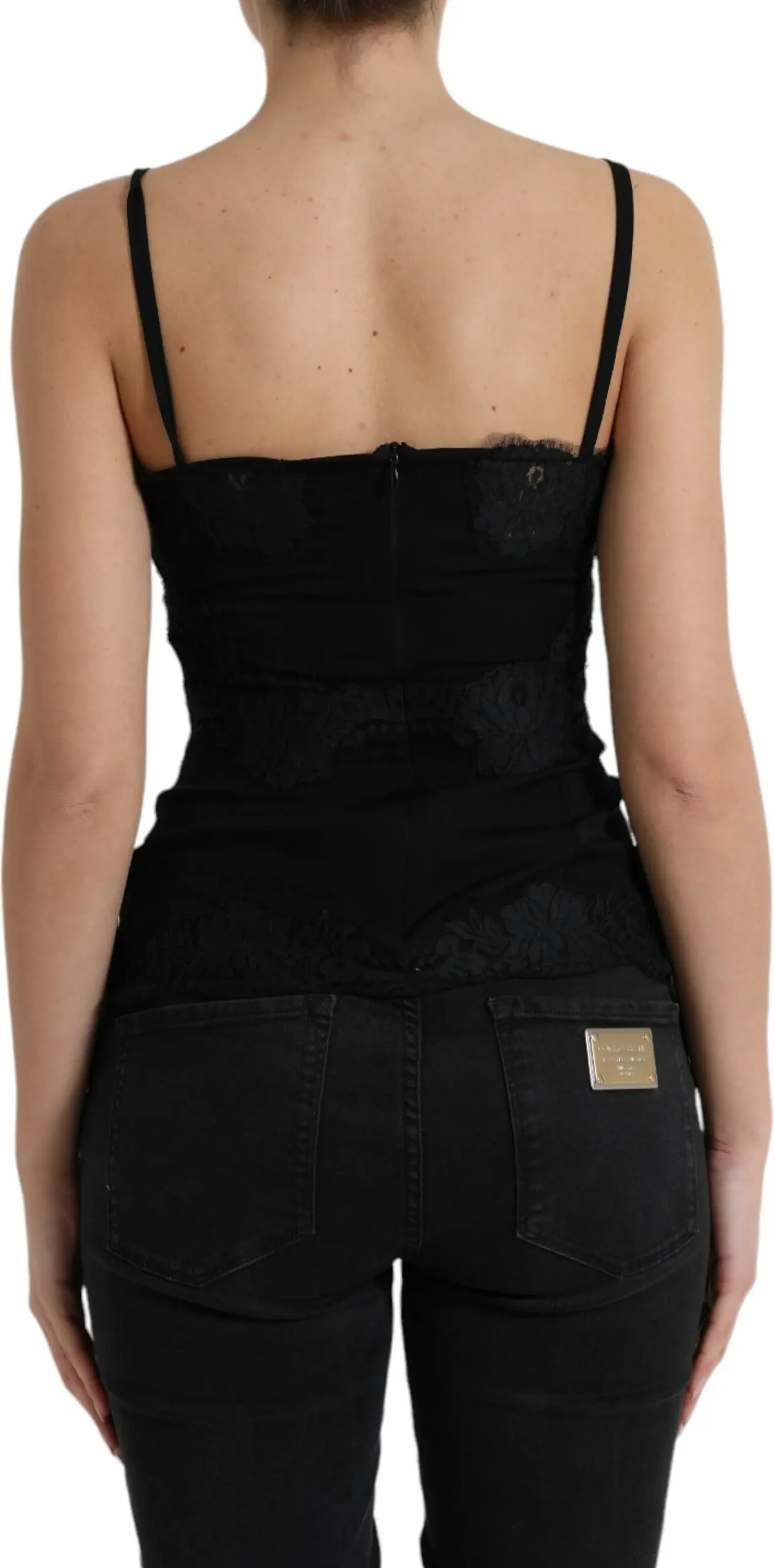 Qora ipakdan tikilgan Dolce & Gabbana tank to'pi