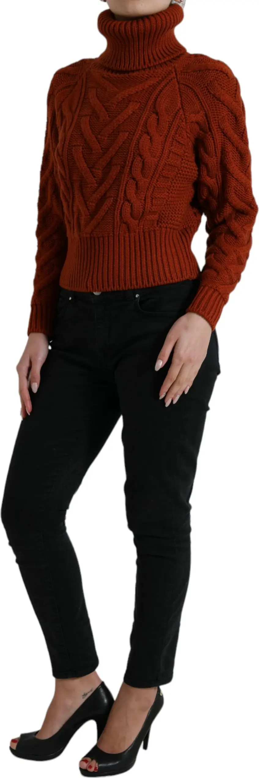 Javdarli ipdan to'qilgan turtleneck sviter Dolce & Gabbana