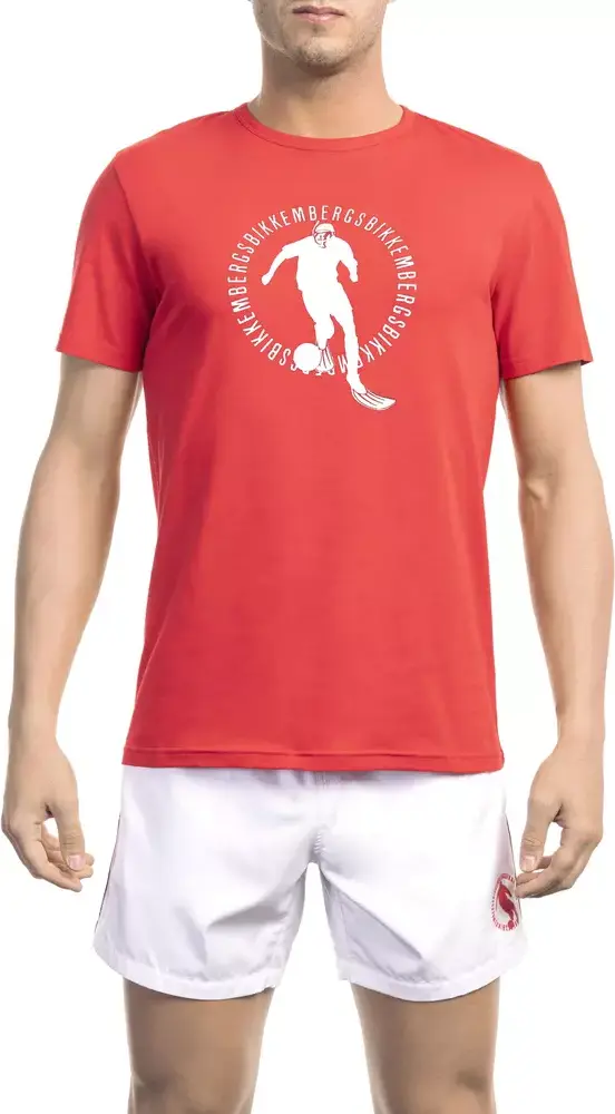Red Cotton Men T-Shirt Bikkembergs