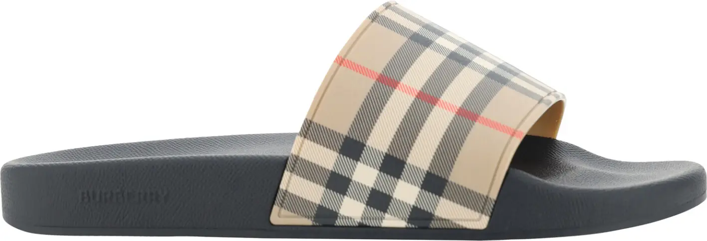 Коричневые резиновые шлепанцы Burberry