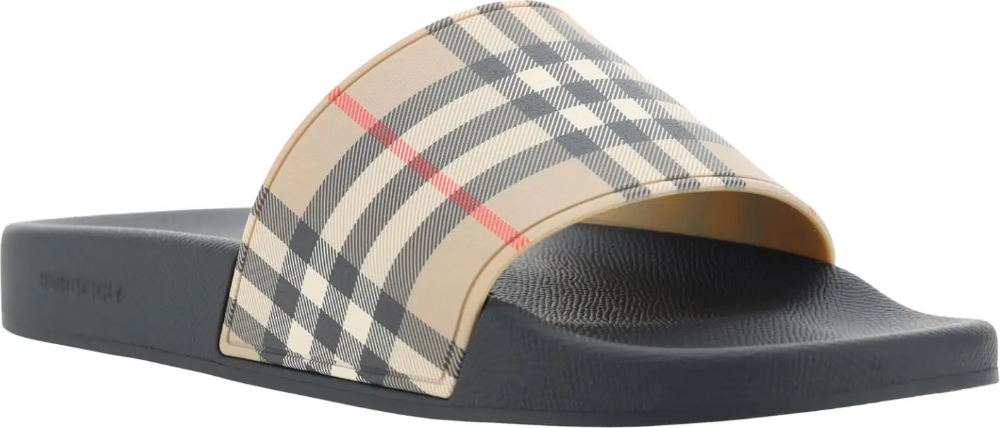 Коричневые резиновые шлепанцы Burberry