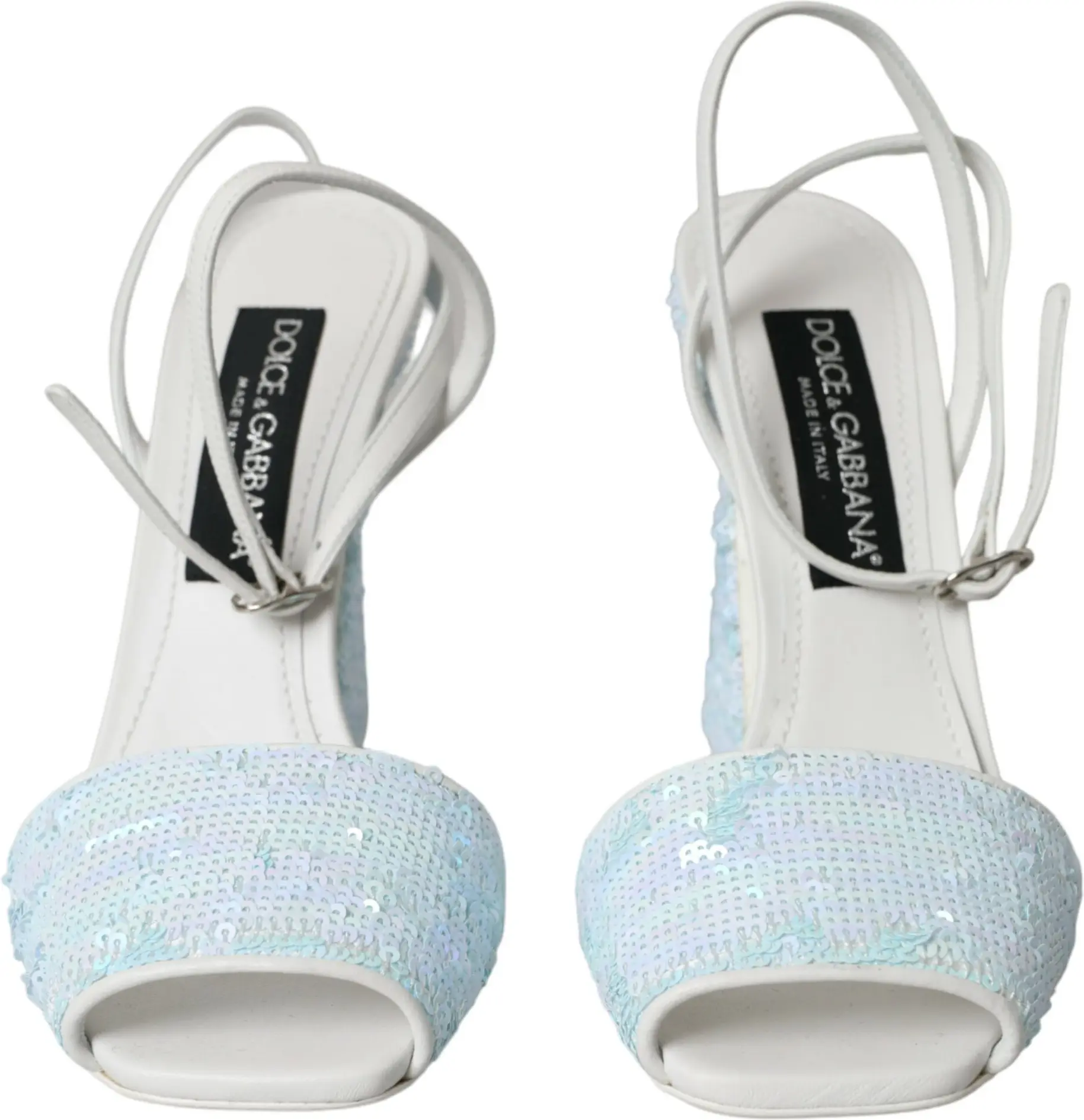 Босоножки Dolce & Gabbana Light Blue с пайетками на ремешке вокруг щиколотки