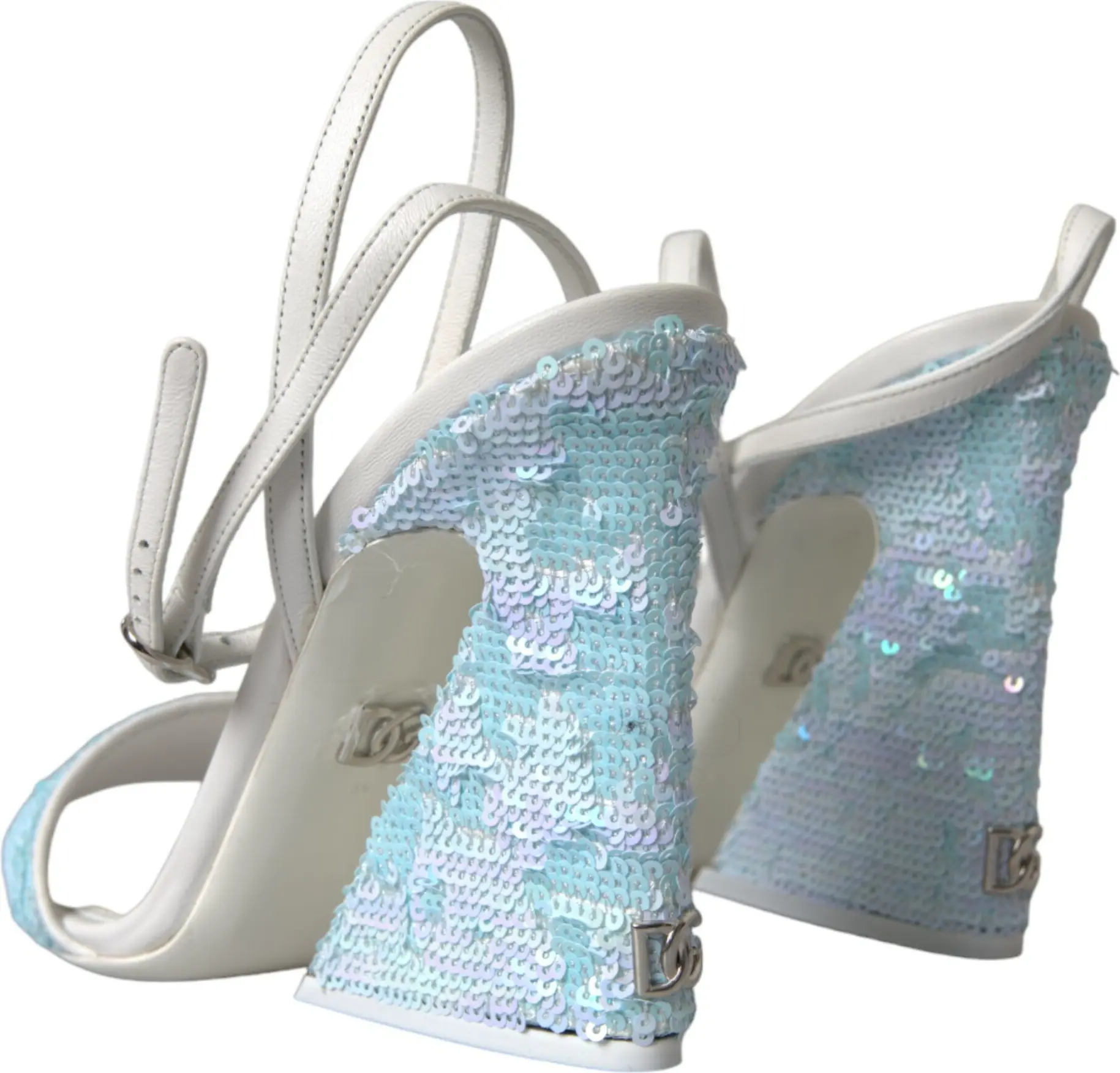 Босоножки Dolce & Gabbana Light Blue с пайетками на ремешке вокруг щиколотки
