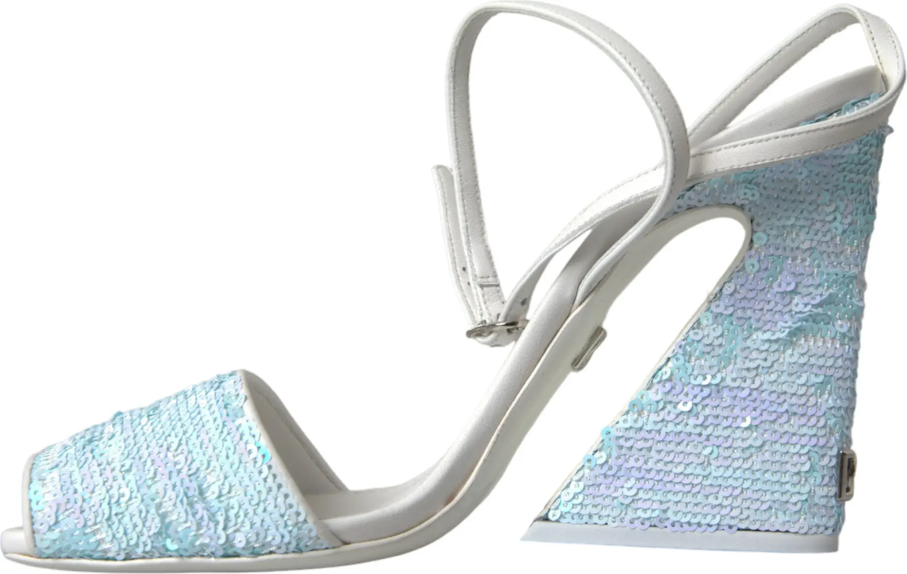 Босоножки Dolce & Gabbana Light Blue с пайетками на ремешке вокруг щиколотки