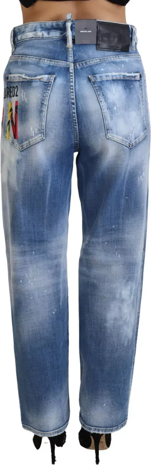 Синие джинсы Boston Jeans с высокой талией прямого кроя