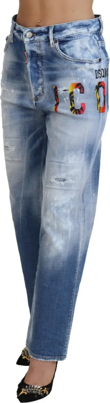 Синие джинсы Boston Jeans с высокой талией прямого кроя