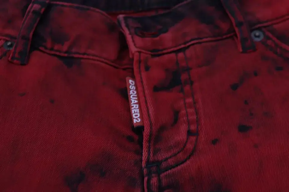 Red Low Waist Cotton Stretch Skinny Pants Dsquared2