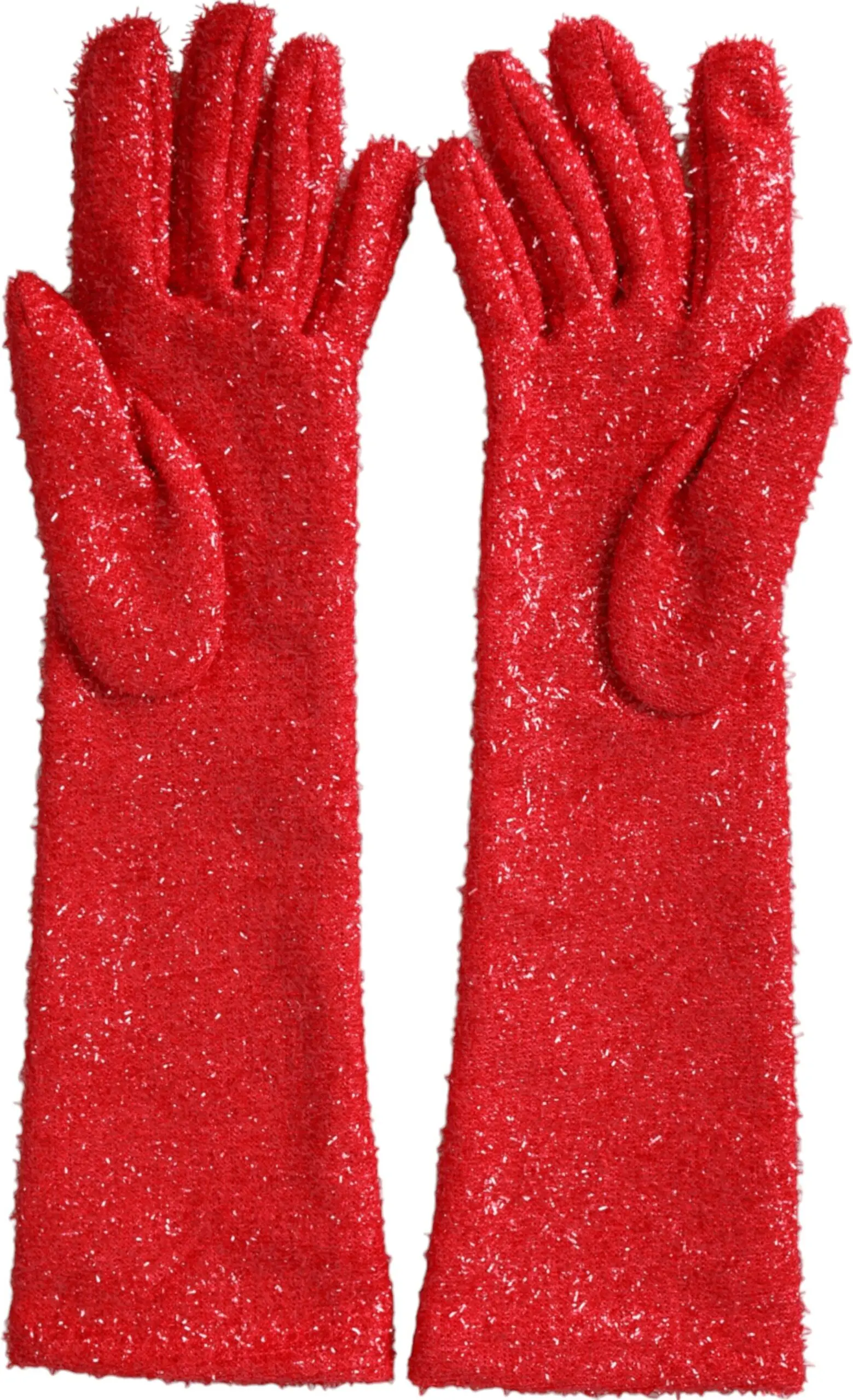 Gloves Dolce & Gabbana Red Lurex Fantasia Mid Arm Length Gloves