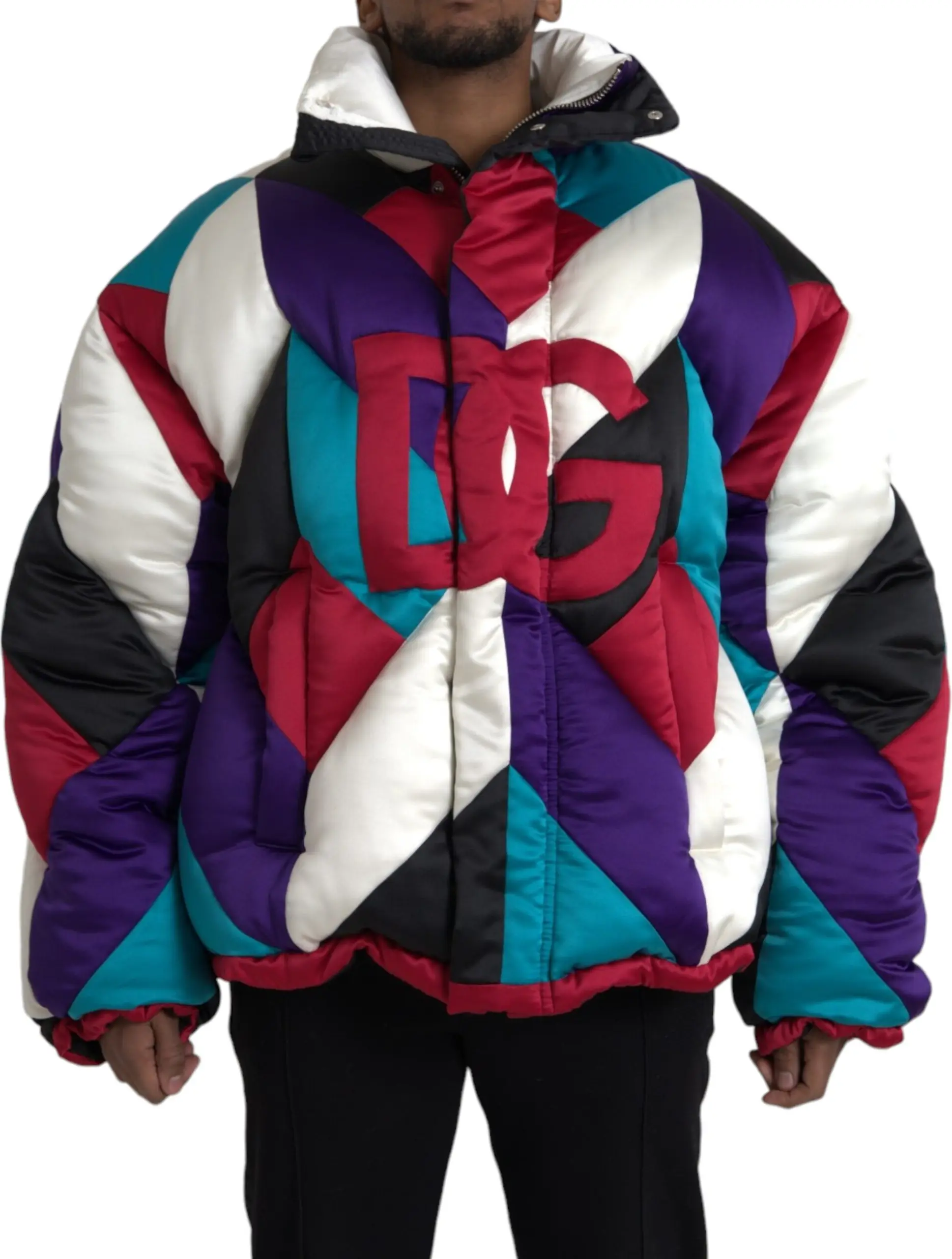 Windbreaker Dolce & Gabbana ko'p rangli logotipli Windbreaker Puffer kurtkasi