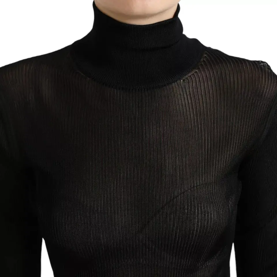Pullover Sweater Black Viscose Turtle Neck Dolce & Gabbana