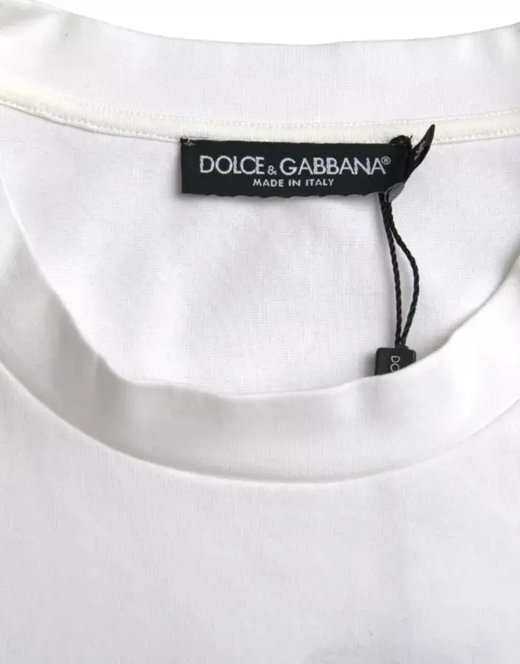 Хлопковая футболка с круглым вырезом и тисненым логотипом Dolce & Gabbana