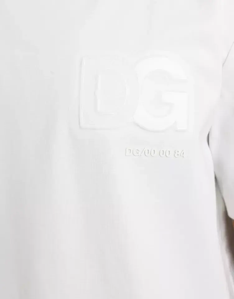Хлопковая футболка с круглым вырезом и тисненым логотипом Dolce & Gabbana