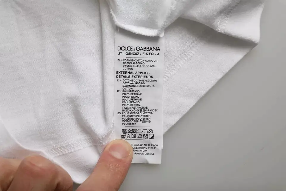 Футболка Dolce & Gabbana Белая хлопковая футболка с аппликацией DG для мужчин Повседневная