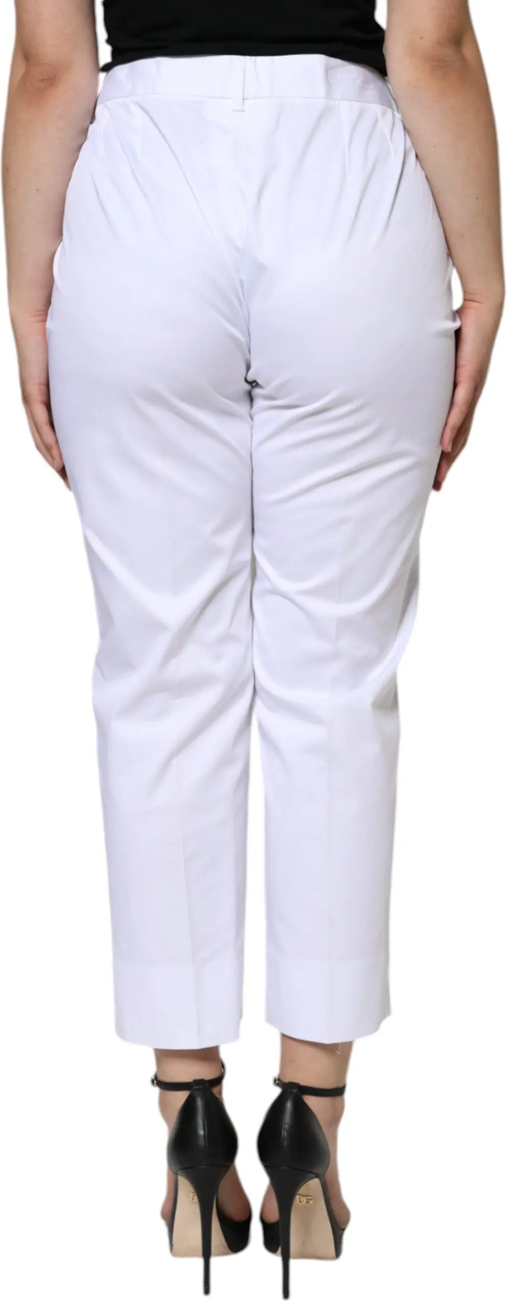 White Cotton Mid Waist Tapered Denim Jeans