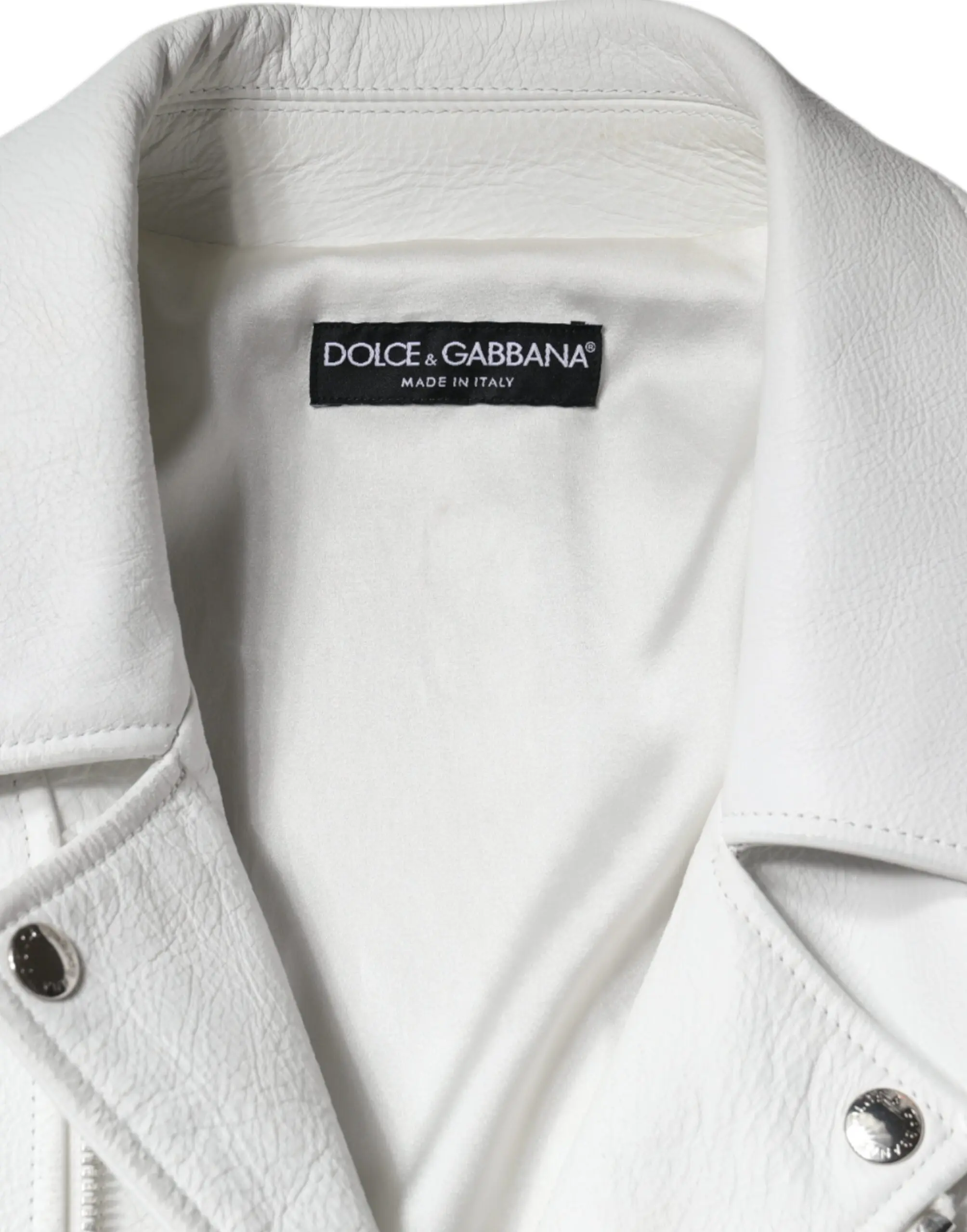 Oq teri mototsiklchi palto ko'ylagi Dolce & Gabbana