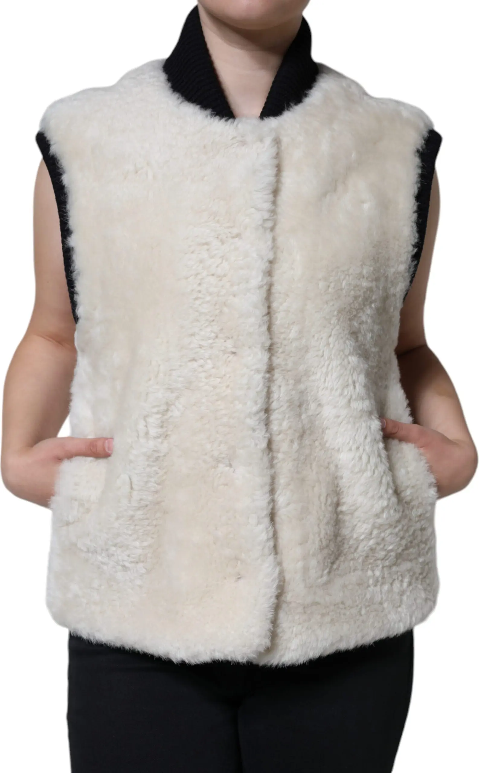 White WARRENFORD Shearling Vest Coat Jacket Burberry