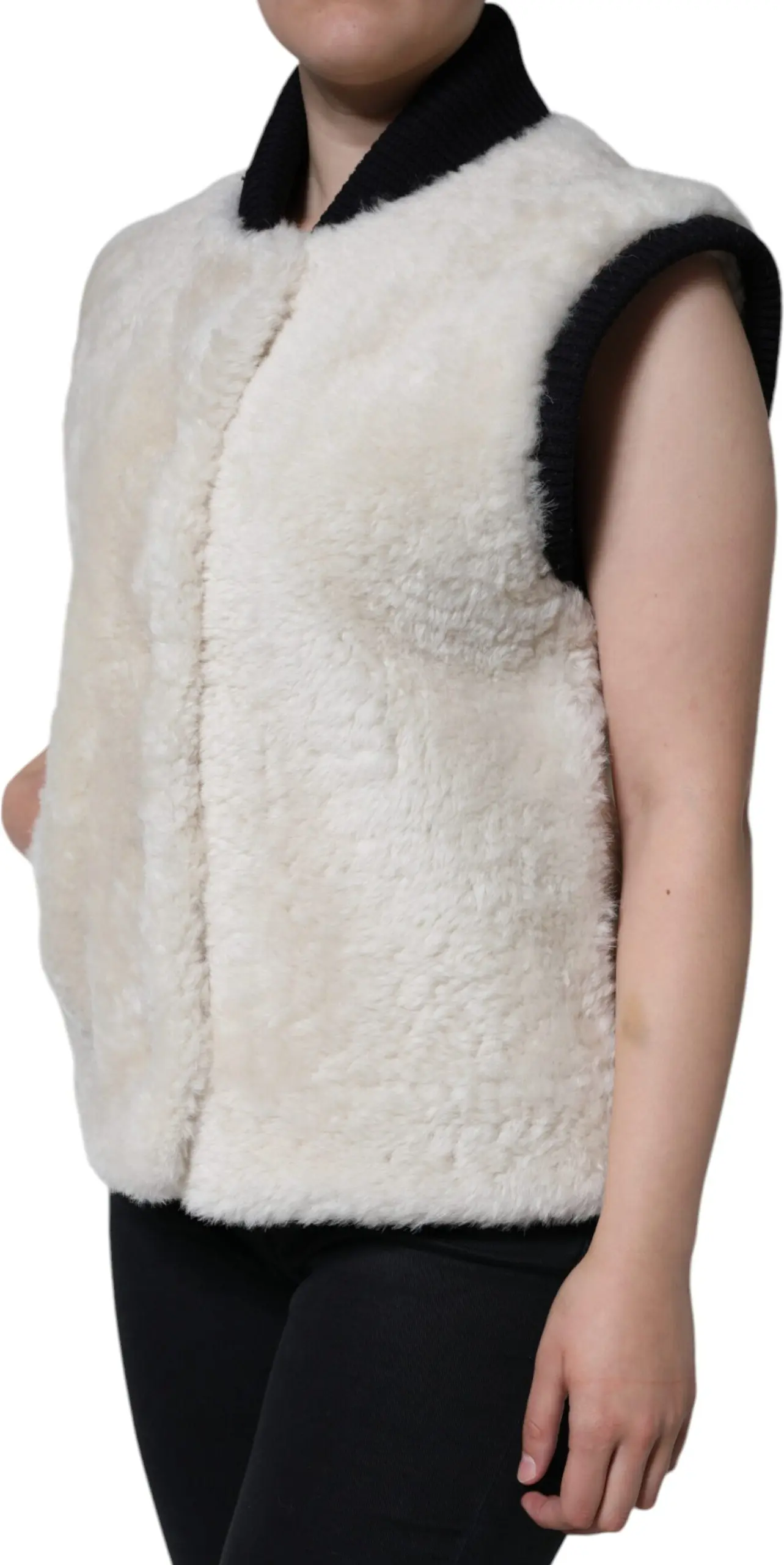 White WARRENFORD Shearling Vest Coat Jacket Burberry