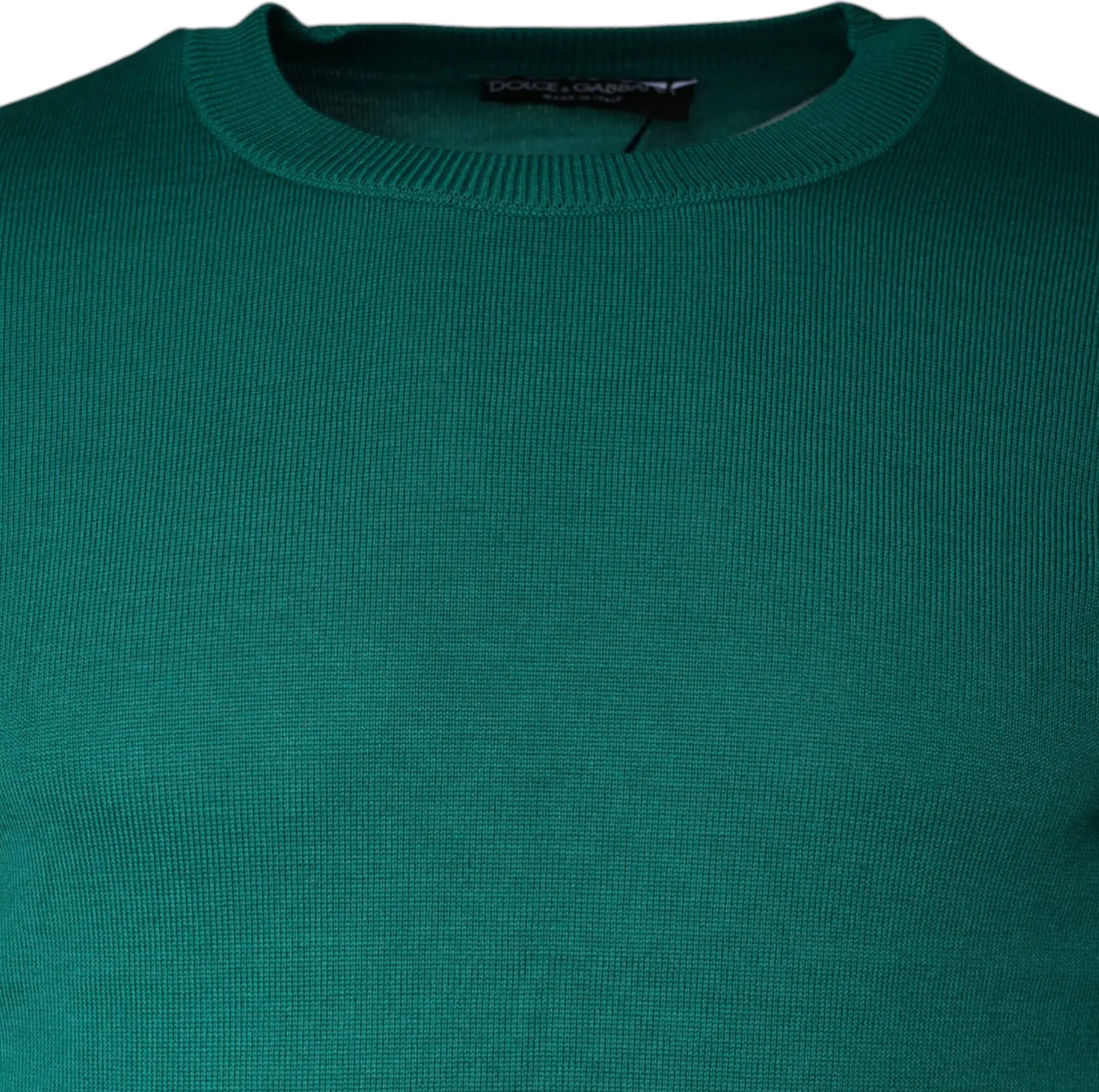 Green Wool Knit Crew Neck Pullover Sweater Dolce & Gabbana