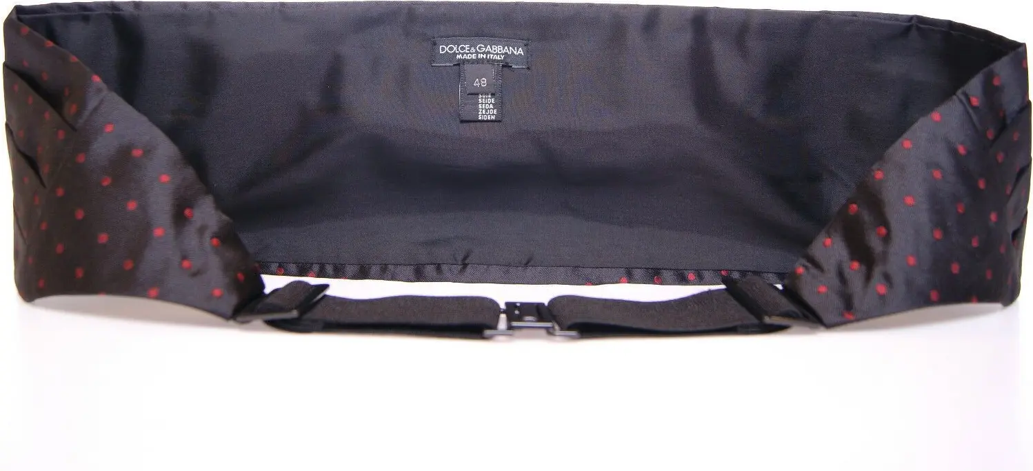 Cummerbund Dolce & Gabbana Elegant Silk Black Cummerbund with Red Polka Dots