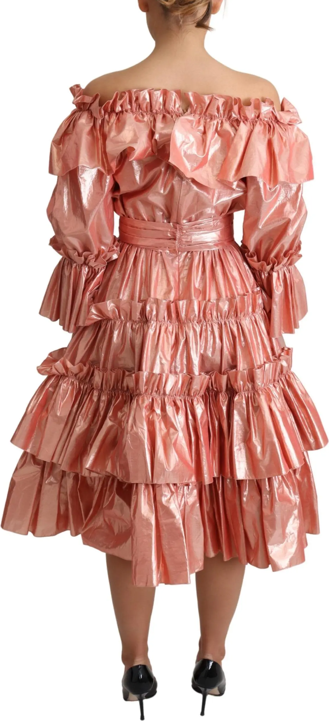 Ruffled A-line long sleeve gown Dolce & Gabbana