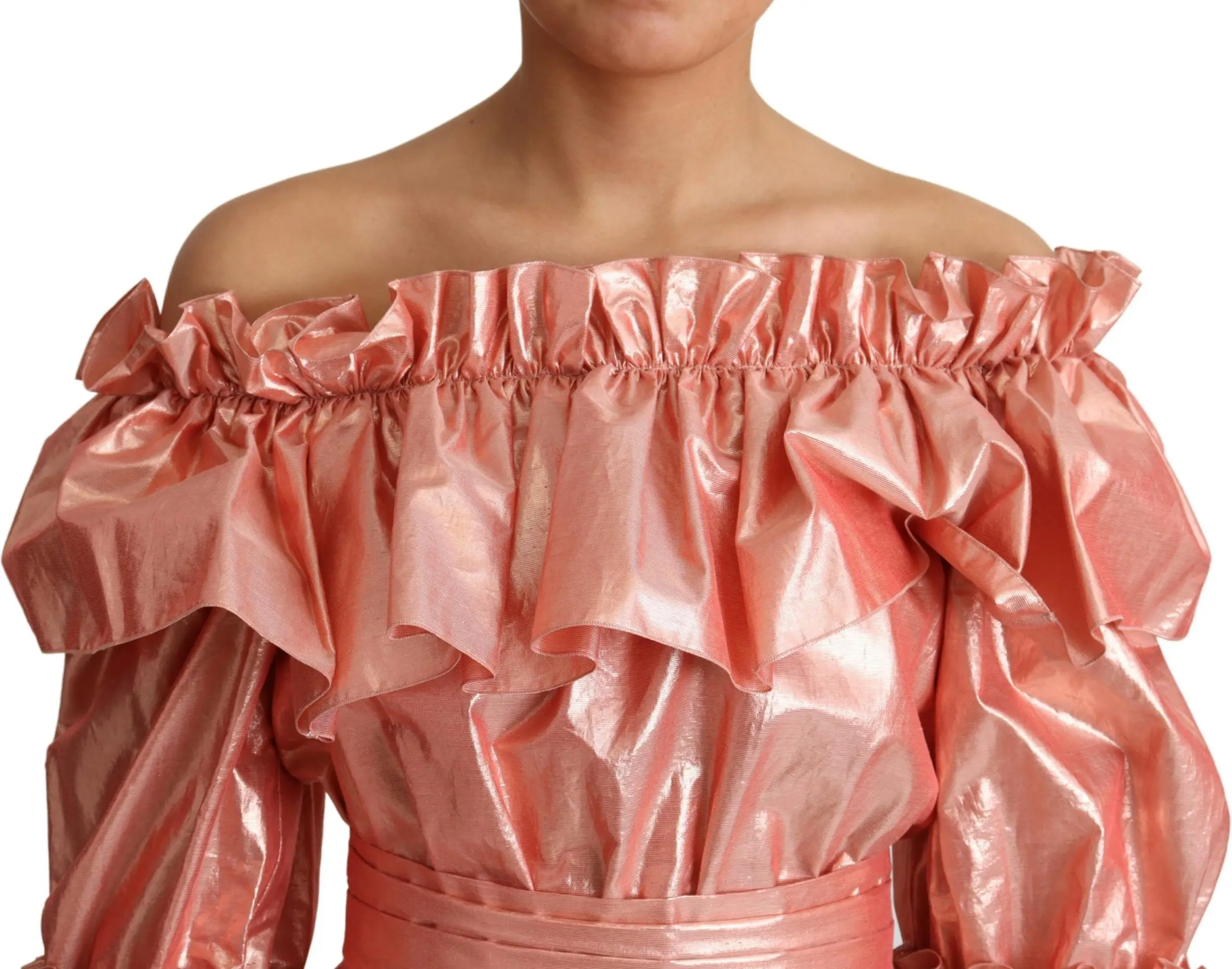Ruffled A-line long sleeve gown Dolce & Gabbana